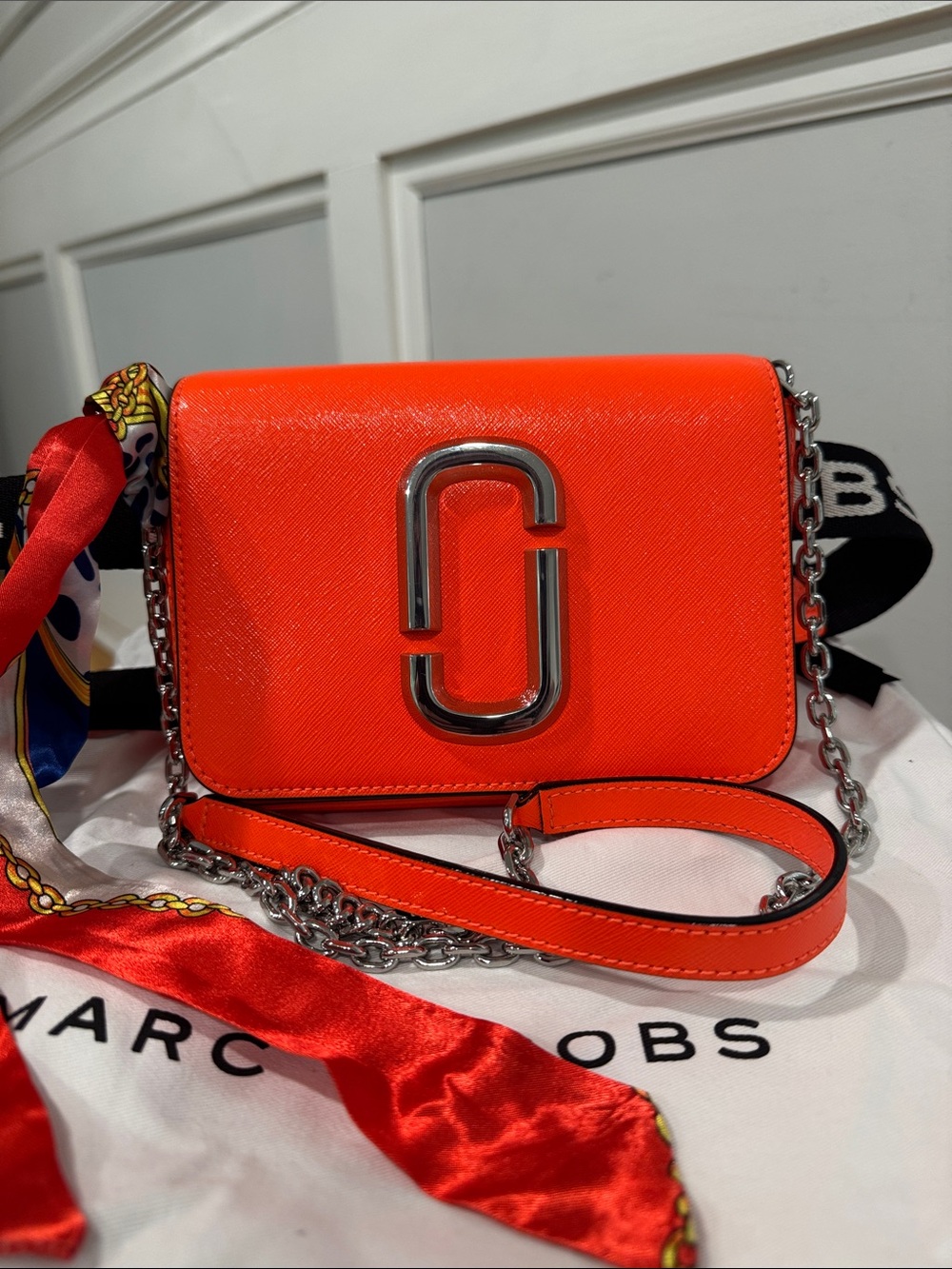 Marc Jacobs Bag Snapshot Small Crossbody Fanny Pack Belt Bag Orange Logo Strap - Picture 4 of 17